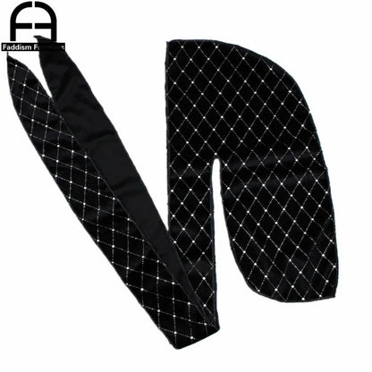 Premium Men's Shiny Velvet Durags Turban Hat Bandanas Headwear Men Striped DuRag Waves Caps Hair Accessories Pirate Hat Rag